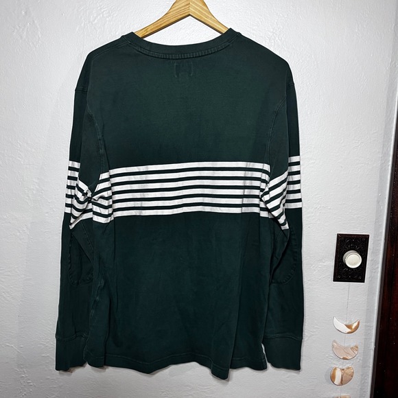 J.Crew Knit Mens L Long Sleeve Crewneck Striped Green Sweatshirt Academia Y2k - Picture 5 of 10